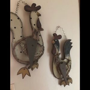 Large wooden chicken decor